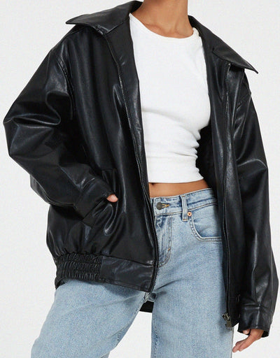 Clara | Oversized-Kunstlederjacke
