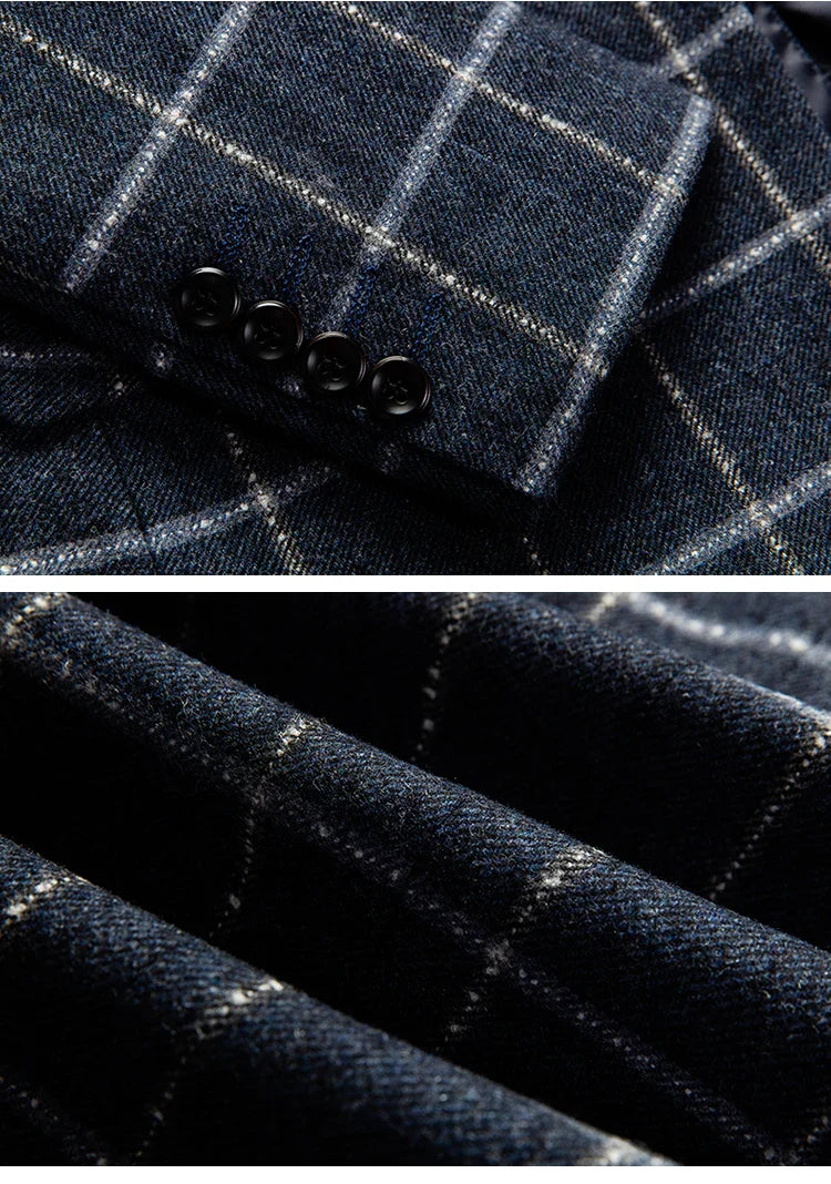 Milano | Eleganter Karo-Blazer in Dunkelblau